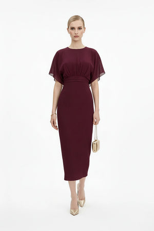 Magnolia Pleated Halter Midi Vestido - Reina Diaz