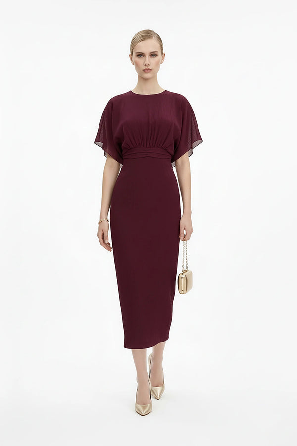 Magnolia Pleated Halter Midi Vestido - Reina Diaz