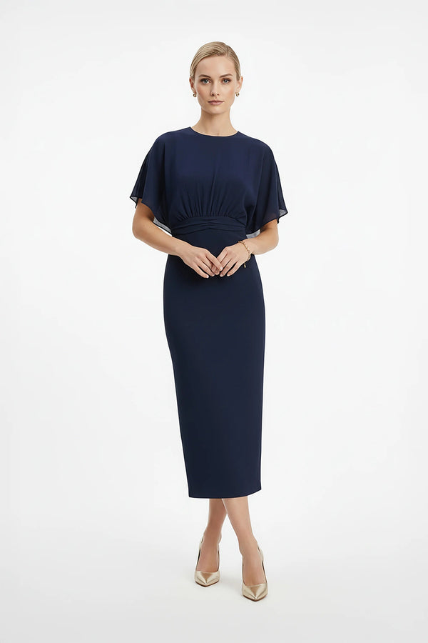 Magnolia Pleated Halter Midi Vestido - Reina Diaz