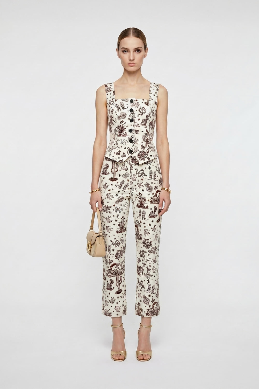 Magnolia - Print Tailored Cotton Pants - Reina Diaz