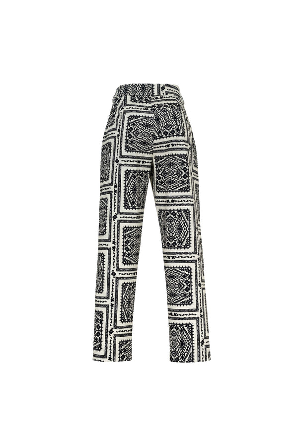 Magnolia -Print Tailored Cotton Pants 731089 AZU/EST - Reina Diaz