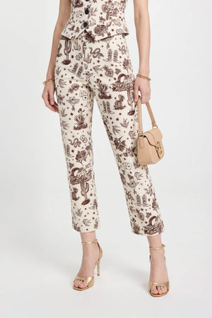 Magnolia -Print Tailored Cotton Pants 731089PRT - Reina Diaz