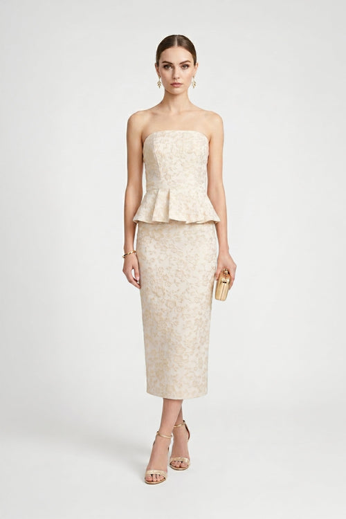 Mariam Peplum Midi Vestido - Reina Diaz