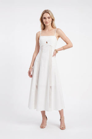 Martina Cutout Lace-Trim Midi Vestido 526233 HUE - Reina Diaz