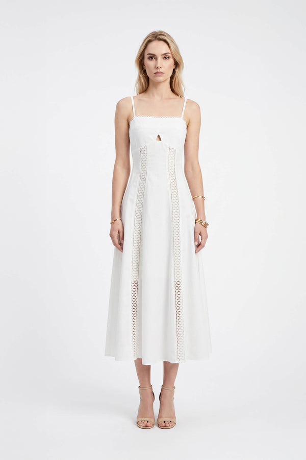 Martina Cutout Lace-Trim Midi Vestido 526233 HUE - Reina Diaz