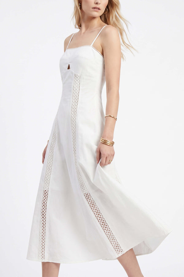 Martina Cutout Lace-Trim Midi Vestido 526233 HUE - Reina Diaz