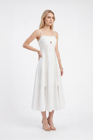 Martina Cutout Lace-Trim Midi Vestido 526233 HUE - Reina Diaz