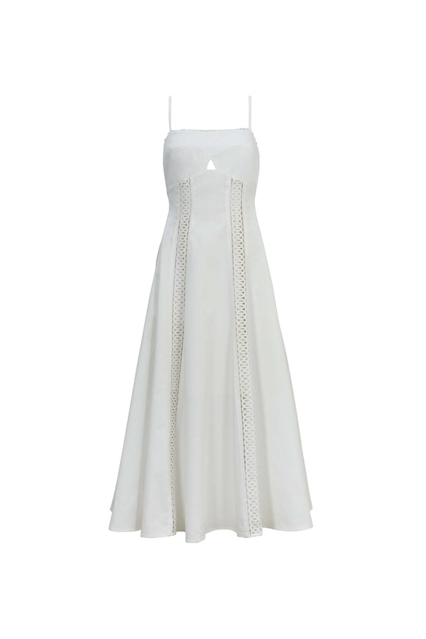 Martina Cutout Lace-Trim Midi Vestido 526233 HUE - Reina Diaz
