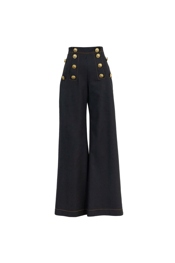 Martina High-Waist Sailor Wide-Leg Pantalón 731104 NEG - Reina Diaz
