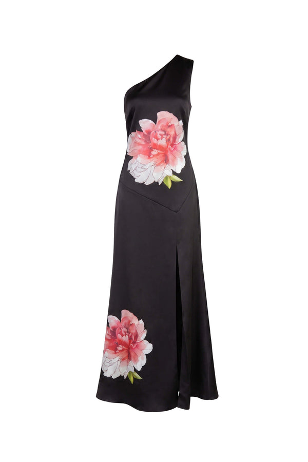 Martina One-Shoulder Floral Maxi Vestido 526150 NEG - Reina Diaz