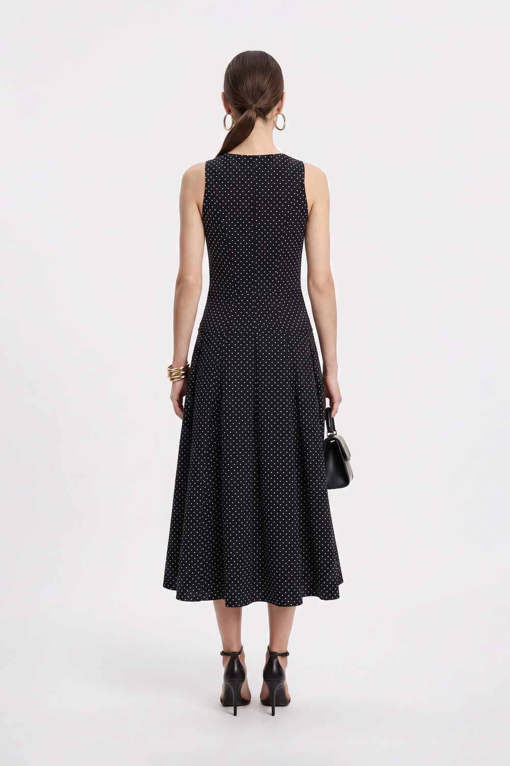 Martina Polka Dot Zipper Midi Vestido 526297 NEG (NO ACTIVAR) - Reina Diaz