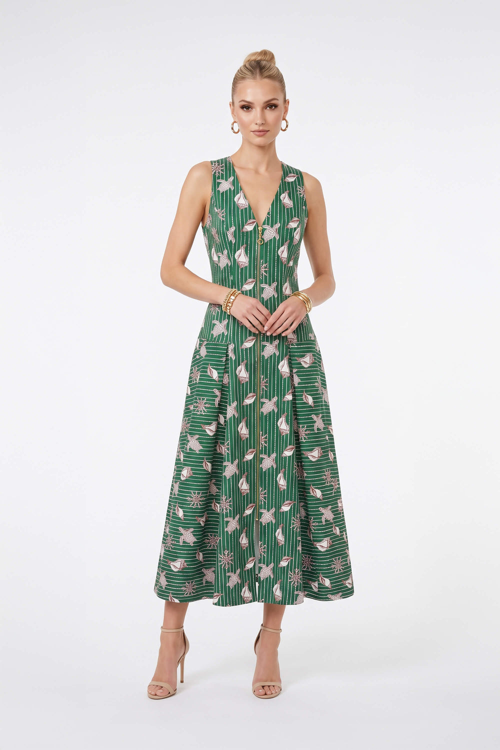Martina Polka Dot Zipper Midi Vestido 526297 VER - Reina Diaz