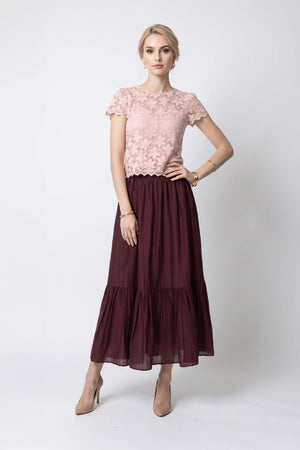 Martina Tiered Elastic-Waist Maxi Falda 740933 PAS - Reina Diaz