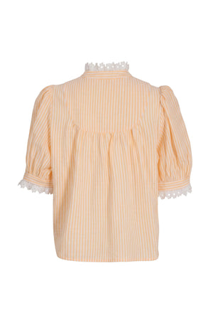 Mia High-Neck Lace Striped Blusa 752952 NAR - Reina Diaz