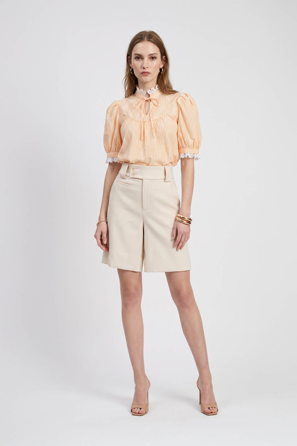 Mia High-Neck Lace Striped Blusa 752952 NAR - Reina Diaz