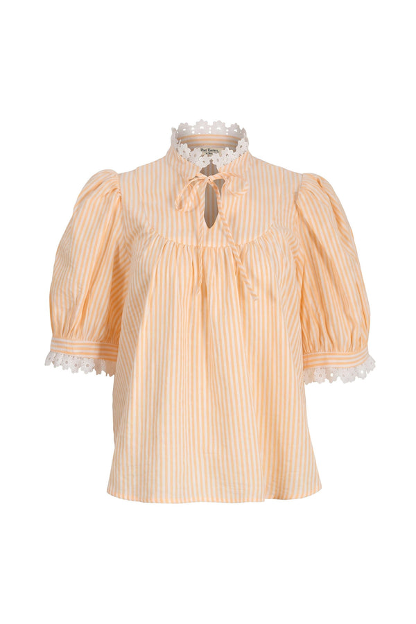 Mia High-Neck Lace Striped Blusa 752952 NAR - Reina Diaz