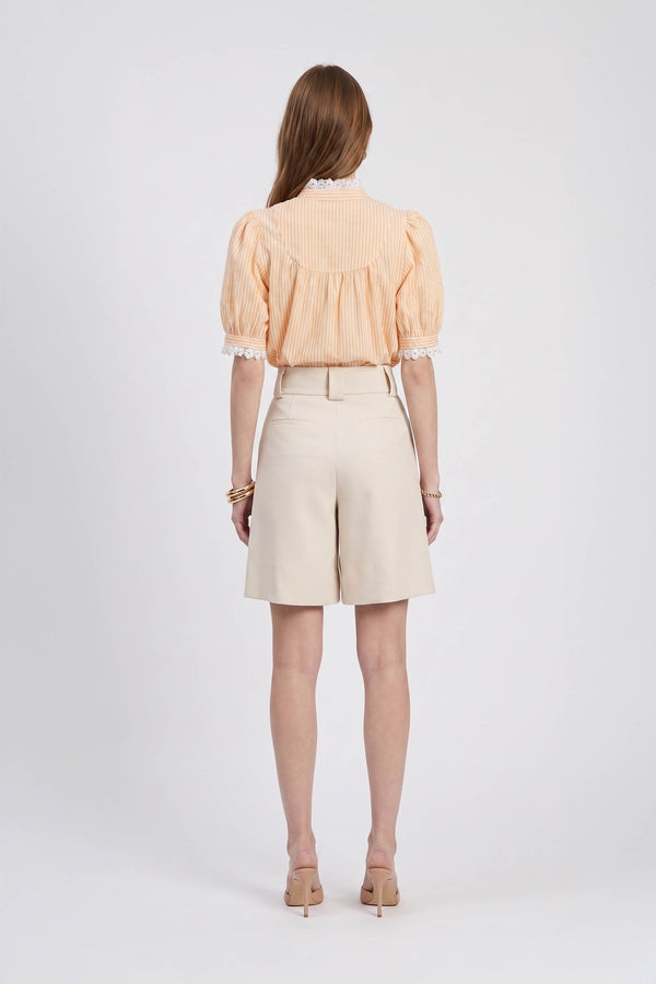 Mia High-Neck Lace Striped Blusa 752952 NAR - Reina Diaz