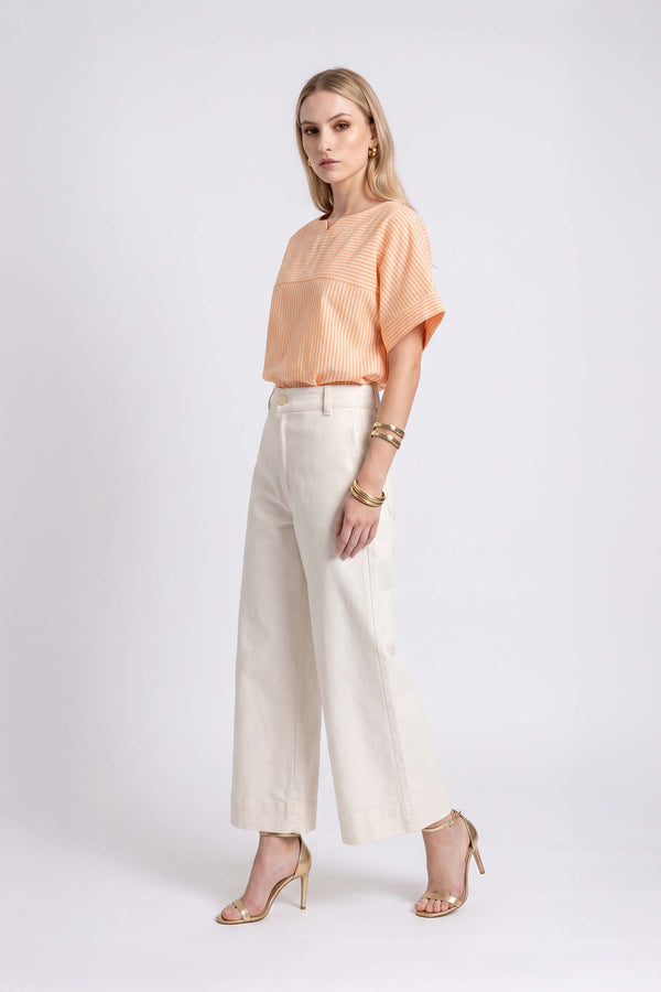 Mia Striped Short Sleeve Blusa 752970 NAR - Reina Diaz