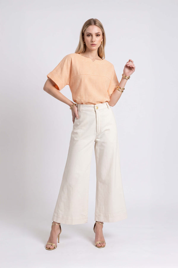 Mia Striped Short Sleeve Blusa 752970 NAR - Reina Diaz
