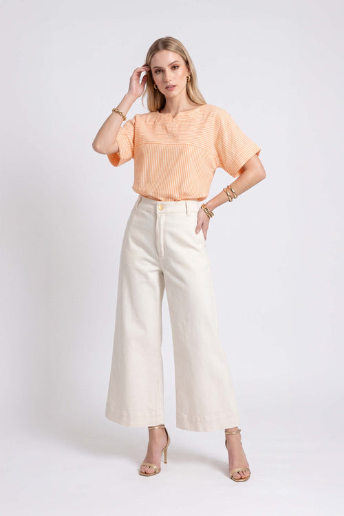 Mia Striped Short Sleeve Blusa 752970 NAR - Reina Diaz