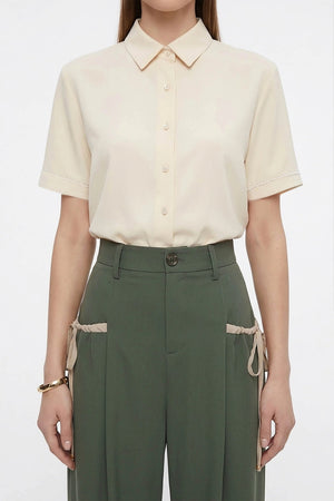 Milán Scalloped Sleeve Tech Blusa - Reina Diaz