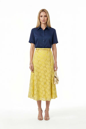 Milán Scalloped Sleeve Tech Blusa - Reina Diaz