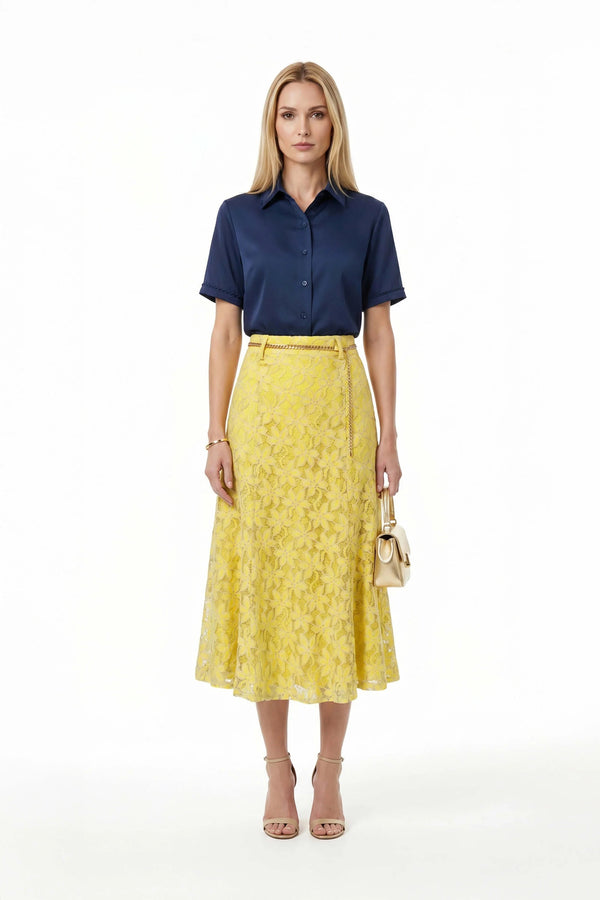 Milán Scalloped Sleeve Tech Blusa - Reina Diaz