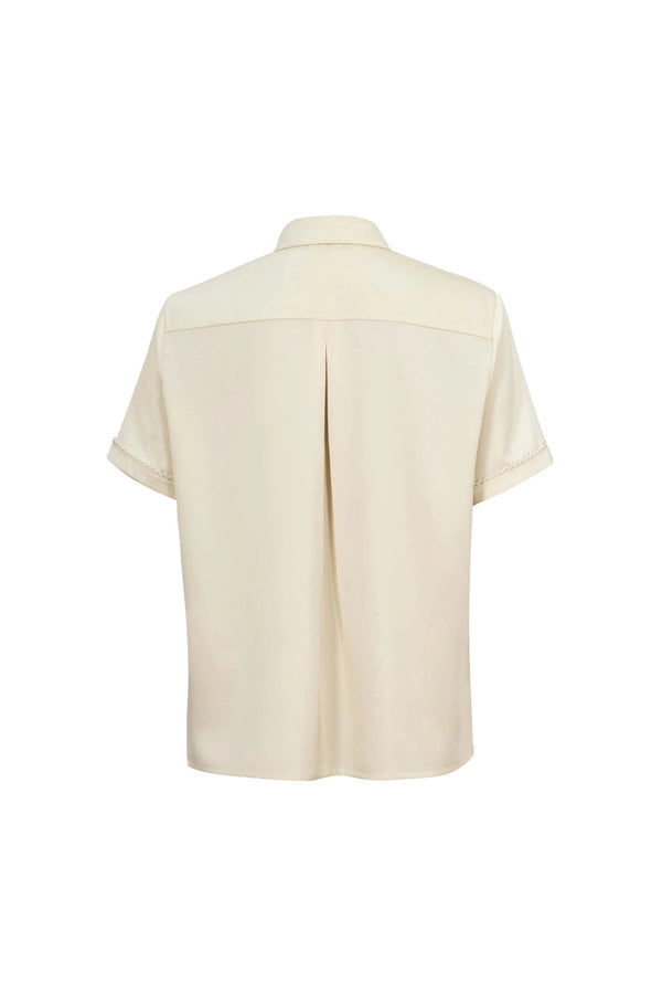 Milán Scalloped Sleeve Tech Blusa - Reina Diaz
