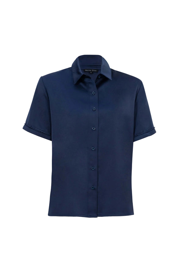 Milán Scalloped Sleeve Tech Blusa - Reina Diaz