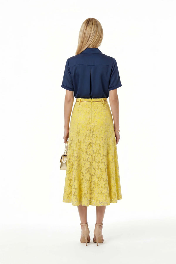 Milán Scalloped Sleeve Tech Blusa - Reina Diaz