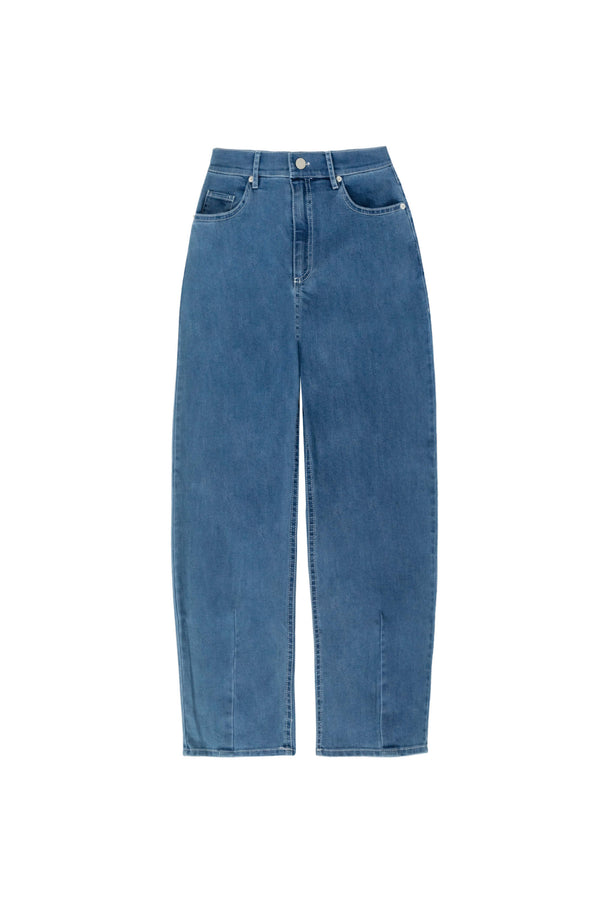 Munich Contrast - Stitch Denim Barrel Leg Pants - Reina Diaz