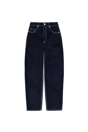 Munich Contrast - Stitch Denim Barrel Leg Pants - Reina Diaz