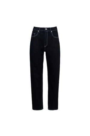 Munich Contrast - Stitch Denim Barrel Leg Pants - Reina Diaz