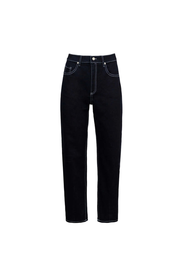 Munich Contrast - Stitch Denim Barrel Leg Pants - Reina Diaz