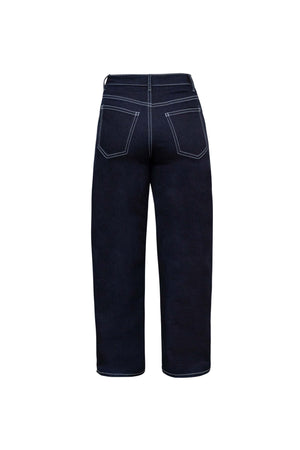 Munich Contrast - Stitch Denim Barrel Leg Pants - Reina Diaz