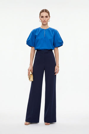 Nadia Smocked-Hem Puff-Sleeve Blusa 752842 - Reina Diaz