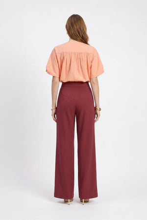Nadia Smocked-Hem Puff-Sleeve Blusa 752842 - Reina Diaz