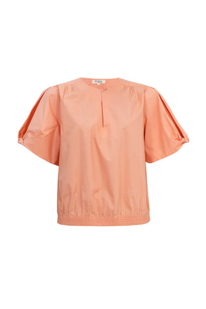 Nadia Smocked-Hem Puff-Sleeve Blusa 752842 - Reina Diaz