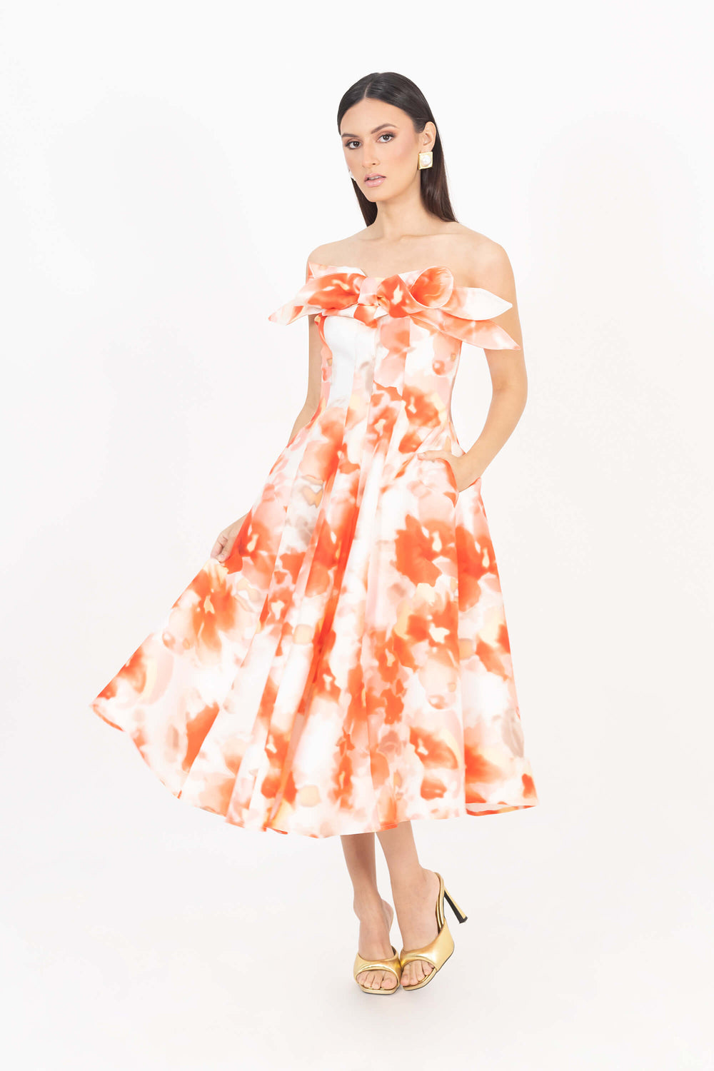 Nadia Strapless Midi Vestido 526094 MUL - Reina Diaz