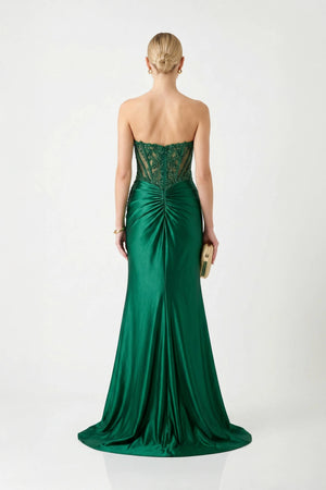 Nadia Sweetheart Slit Vestido Fiesta - Reina Diaz