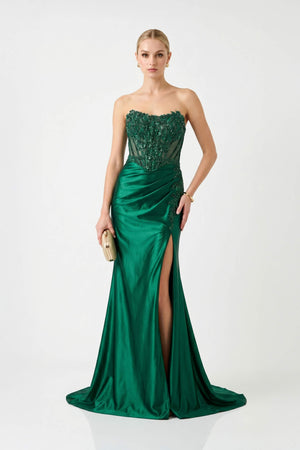 Nadia Sweetheart Slit Vestido Fiesta - Reina Diaz
