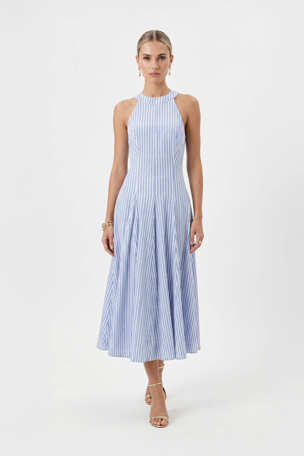 Nadia Tie-Detail Smocked-Cuff Vestido 723173 CIE - Reina Diaz