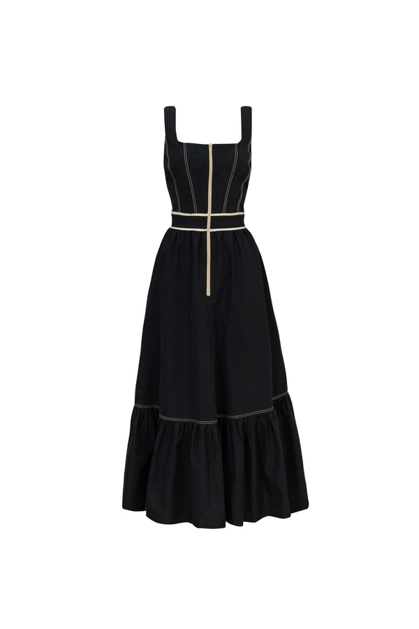 Natalia Contrast - Stitch Zip Midi Vestido - Reina Diaz