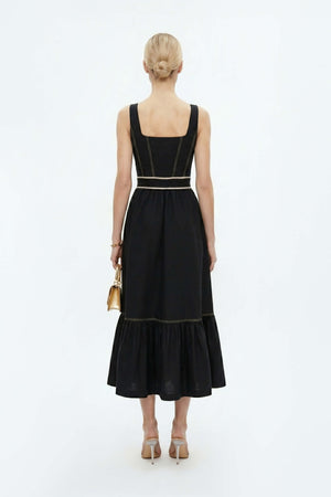 Natalia Contrast - Stitch Zip Midi Vestido - Reina Diaz