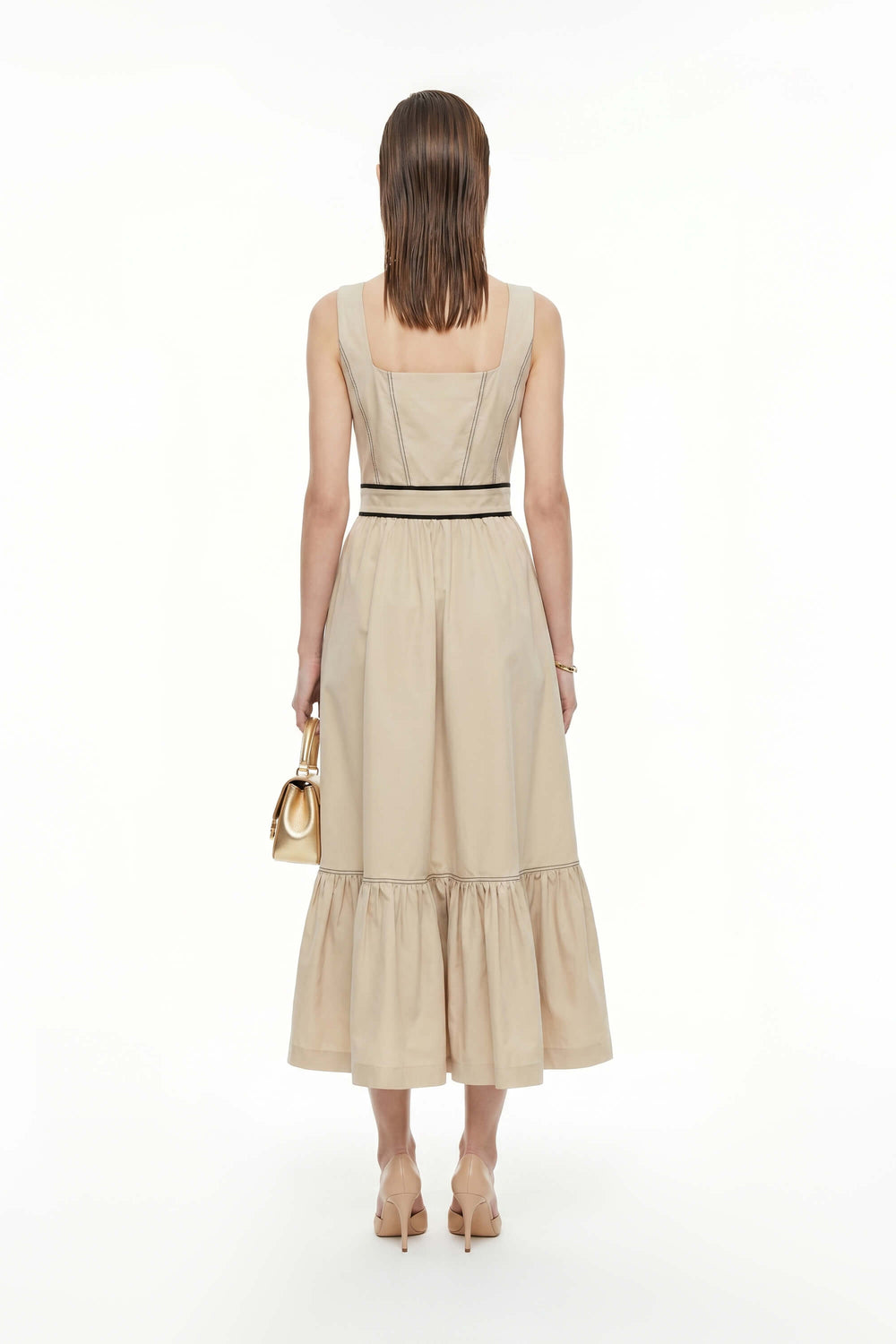 Natalia Contrast - Stitch Zip Midi Vestido - Reina Diaz