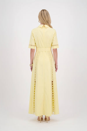 Nicoletta Belted Eyelet Shirt Maxi Vestido 526284 AMA - Reina Diaz