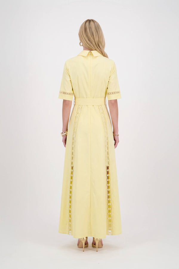 Nicoletta Belted Eyelet Shirt Maxi Vestido 526284 AMA - Reina Diaz