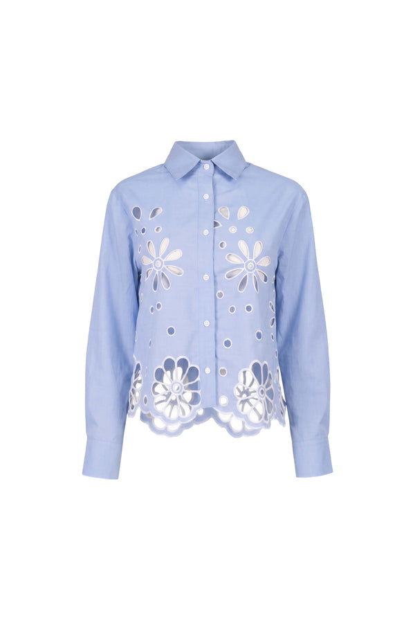 Nicoletta Eyelet Cutout Shirt Blusa 753034 AZU - Reina Diaz