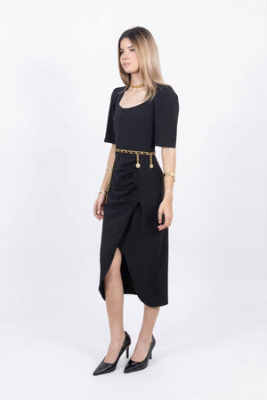 Noemi Drape Midi Vestido - Reina Diaz
