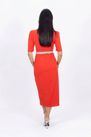 Noemi Drape Midi Vestido - Reina Diaz